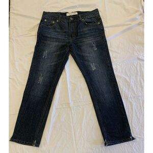 Blue Rag Mens Size 34x30 DESIGNER Distressed Jeans Pocket Stitching‎ & Rivets